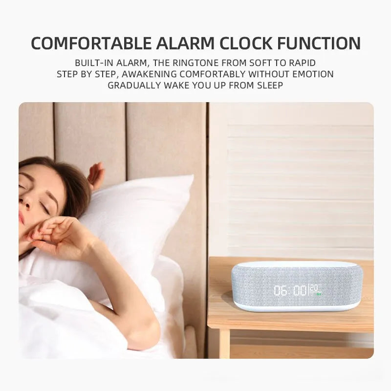 Wireless Charger Alarm Clock Time LED Light Thermometer Earphone Phone Charger 15W Fast Charging Dock Station for Iphone Samsung