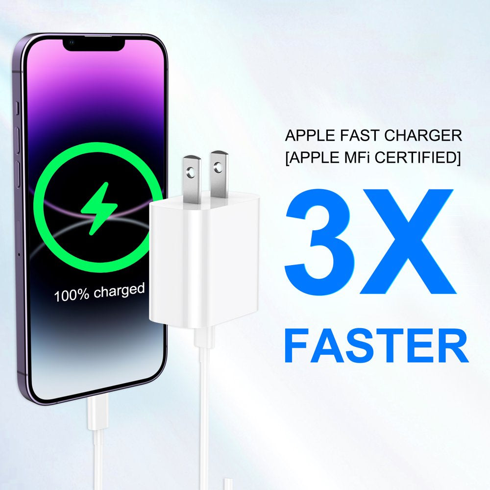 Iphone Charger Fast Charging, Apple Charger for Iphone, 2 Pack 20W PD Fast Charger&6Ft USB C to Lightning Cable Compatible with Iphone, Ipad, Ipod